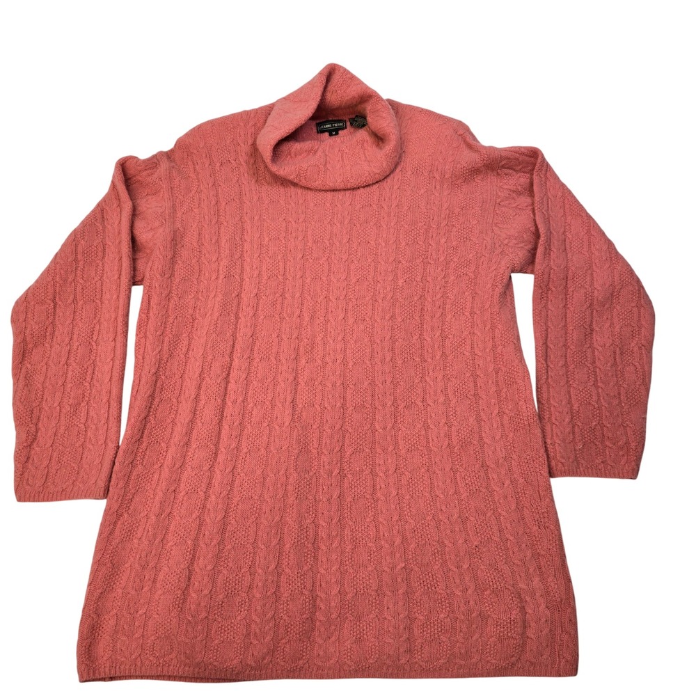 Jeanne Pierre‎ Lambswool Angora Vintage Cable Cowl Neck Sweater Pink M Hong Kong